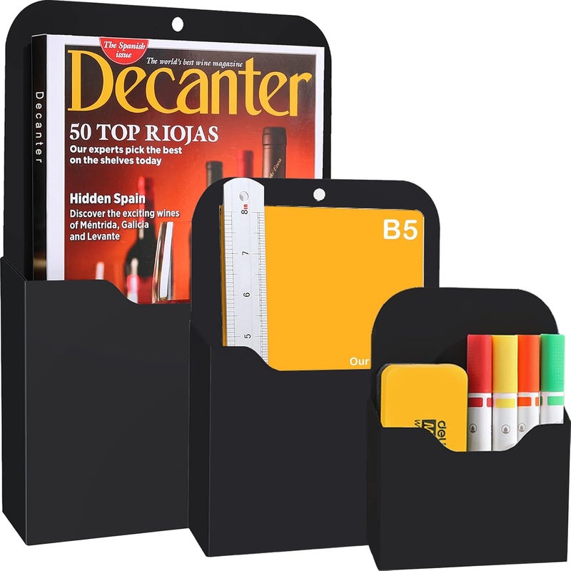 COMFYROOM Magnetic File Holder, 3 Pack Magnetic Paper Holder for Refrigerator, File Cabinets and Fridge, Magnetic Pocket Wall Hanging File Organizer, Magnetic File Folder Case for Mail Letter Notebook Planners - Image 1